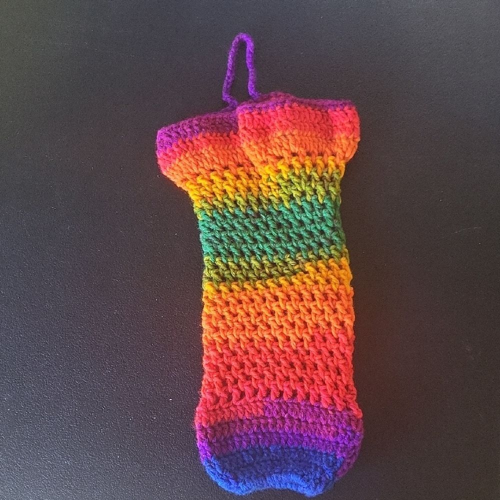 Handmade Multicolor Crochet Kitchen Grocery Bag Holder.